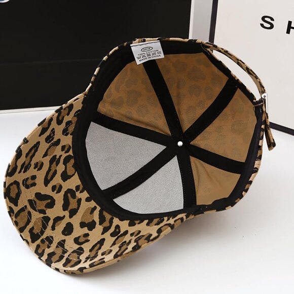 Women's Khaki Leopard Fashion Baseball Cap Adjustable Strap Back Visor Sport Hat - Picture 3 of 7